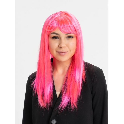 Şeker Pembesi Koyu Pembe Renk Uzun Düz Parti Peruğu Şeker Pembesi Koyu Pembe Renk Uzun Düz Parti Peruğu