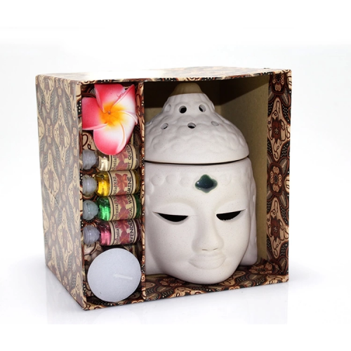 Seramik Buda Büstü Buhurdanlık Seti No:03