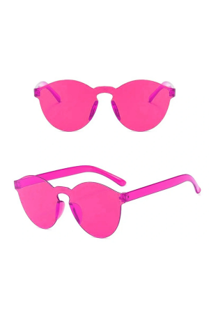 Sert Mika Oval Şekilli Çerçevesiz Fuşya Gözlük Retro Parti 5x14 Cm&hellip;