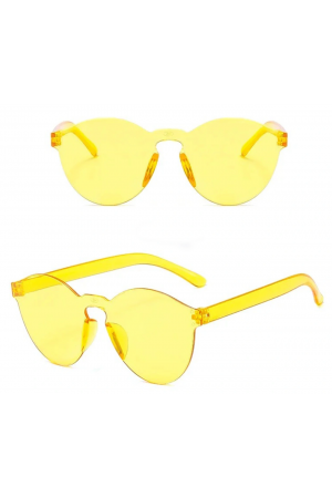 Sert Mika Oval Şekilli Çerçevesiz Sarı Gözlük Retro Parti 5x14 Cm&hellip;