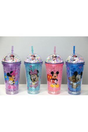 Sevimli Mickey Mouse Işıklı Pipetli Boncuklu Suluk & Bardak 400…