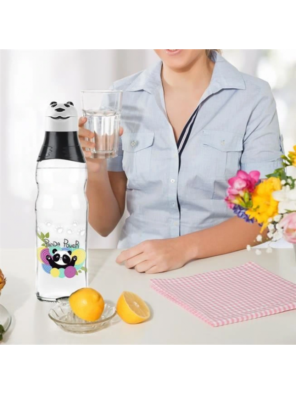 Sevimli Panda Tasarımlı Cam Suluk  Sızdırmaz 1000 Ml&hellip;