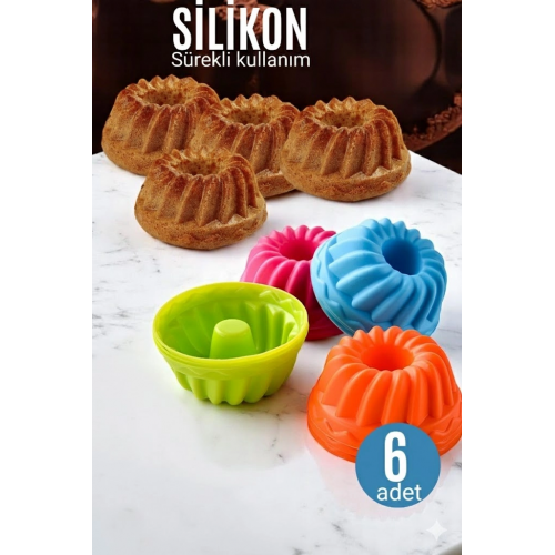 Silikon Göbekli Muffin Cupcake Kalıbı - Sürekli Kullanım Muffin Kek Kalıbı 6 Adet Silikon Göbekli Muffin Cupcake Kalıbı - Sürekli Kullanım Muffin Kek Kalıbı 6 Adet