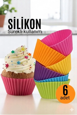 Silikon Muffin Kalıbı - Sürekli Kullanım Muffin Kek Kalıbı 6 Adet&hellip;