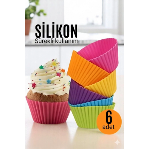 Silikon Muffin Kalıbı - Sürekli Kullanım Muffin Kek Kalıbı 6 Adet Silikon Muffin Kalıbı - Sürekli Kullanım Muffin Kek Kalıbı 6 Adet