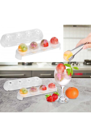Silikon Tabanlı 4 Bölmeli Şeffaf Buz Kalıbı Yuvarlak Buzluk&hellip;