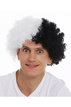 Siyah Beyaz Kıvırcık Afro Bonus Peruk Taraftar Bonus Saç&hellip;