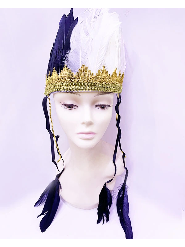 Siyah Beyaz Renk Tüylü Kızılderili Başlığı | Taraftar Başlığı&hellip;