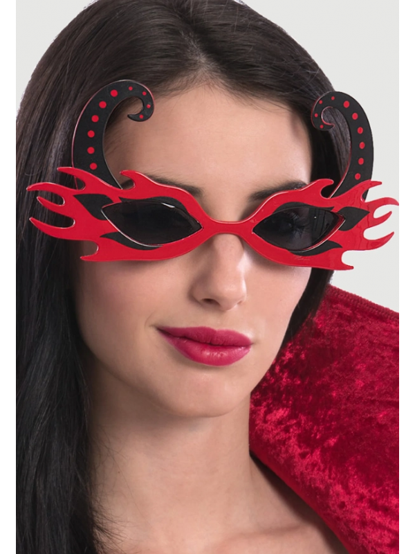 Siyah Boynuzlu Kırmızı Renk Alevli Parti Gözlüğü 21x10 Cm&hellip;