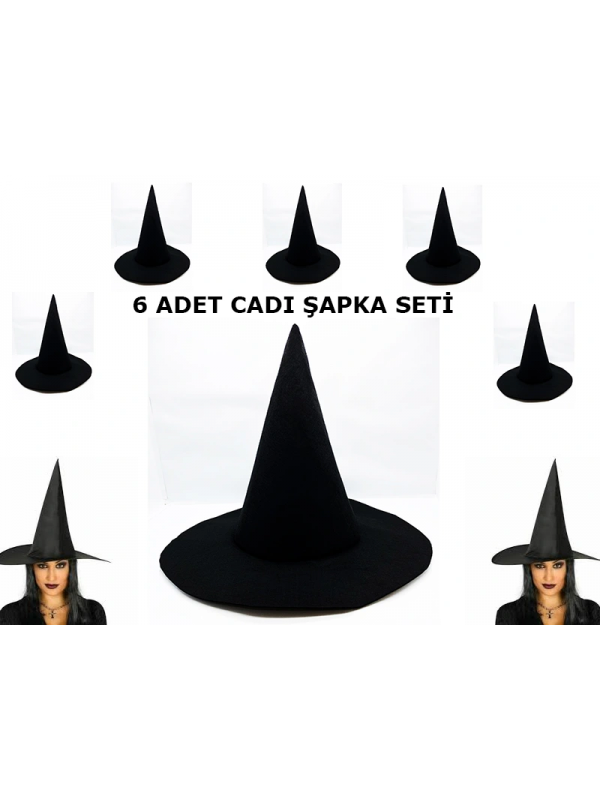 Siyah Cadı Şapkası Keçe Yetişkin Boy 6 Adet&hellip;
