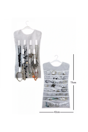 Siyah Çizgili Elbise Şeklinde Çift Taraflı Takı Organizeri… Siyah Çizgili Elbise Şeklinde Çift Taraflı Takı Organizeri…