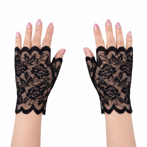 Siyah Dantel Parmaksız Kısa Eldiven