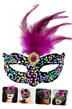 Siyah Kadife Üzeri Rengarenk Payetli Pullu Pembe Tüylü Pembe Taşlı Pa&hellip;