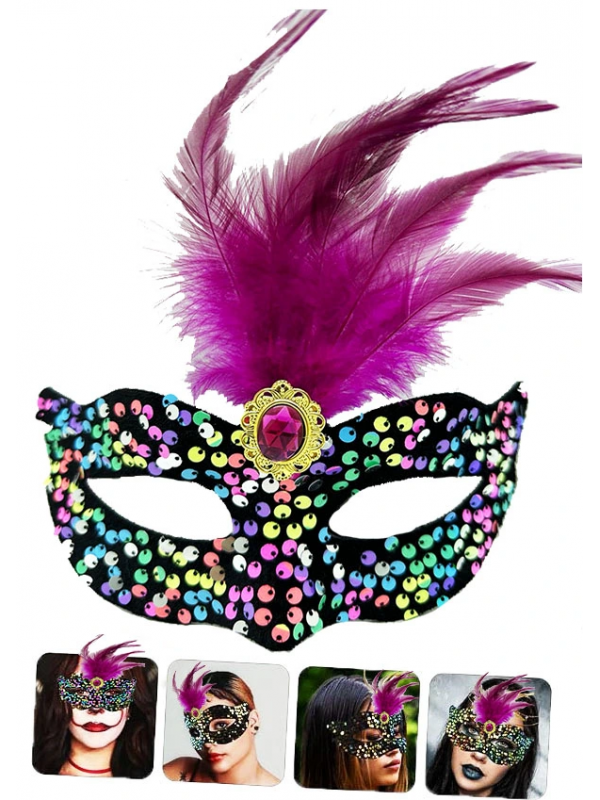 Siyah Kadife Üzeri Rengarenk Payetli Pullu Pembe Tüylü Pembe Taşlı Pa&hellip;