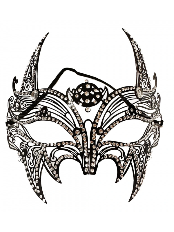 Siyah Renk Lazer Kesim Üzeri Kristal Taşlı Metal Lüks Maske Balo Parti&hellip;