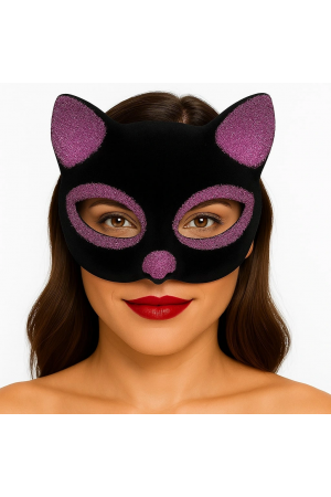 Siyah Renk Pembe Simli Süet Kaplama Kedi Maskesi 18x14 Cm&hellip;