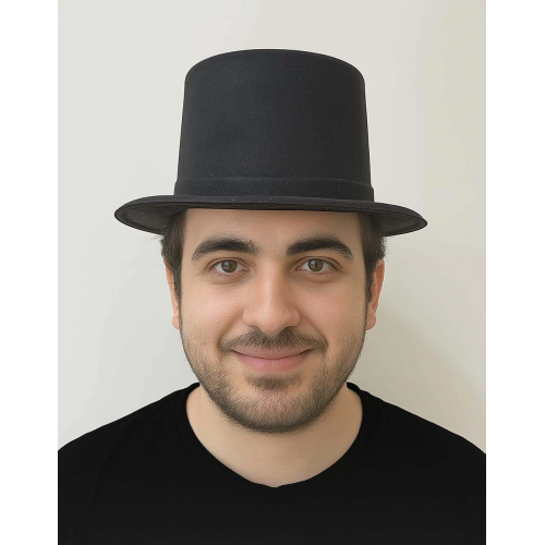 Siyah Renk Plastik Nubuk Kadife Kaplama Fötr Şapka 11 Cm