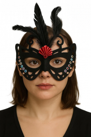 Siyah Renk Siyah Süet Kaplama Tüylü Kelebek Figür Parti Maskesi 24x18 &hellip;