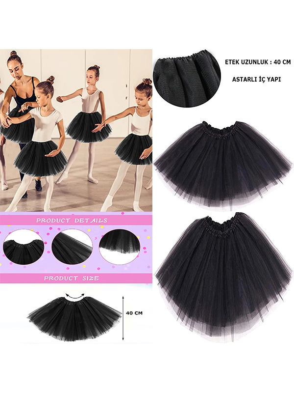 Siyah Renk Tütü Etek Bale Eteği Gösteri Eteği Çocuk Bebek Boy&hellip;