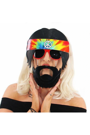 Siyah Saçlı Bandana Tasarımlı Hippi Parti Gözlüğü 26x18 Cm&hellip;