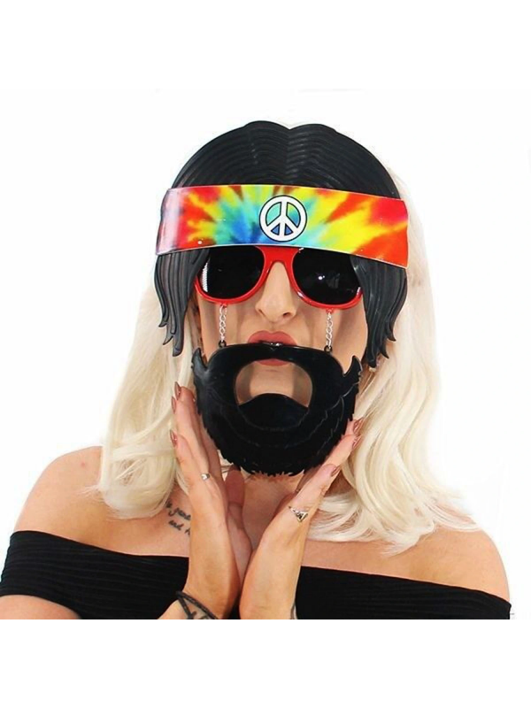 Siyah Saçlı Bandana Tasarımlı Hippi Parti Gözlüğü 26x18 Cm&hellip;