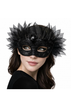 Siyah Taşlı Venedik Maskesi Lüks Tüllü Parti Maskesi&hellip;