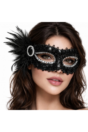 Siyah Taşlı Venedik Parti Maskesi – Tüylü Payetli… Siyah Taşlı Venedik Parti Maskesi – Tüylü Payetli…
