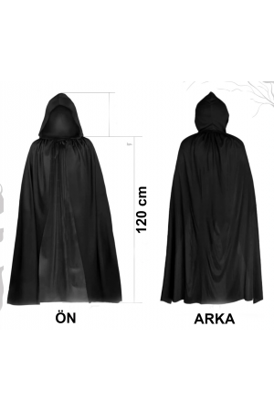 Siyah Uzun Pelerin 120 Cm Kapüşonlu – Cosplay Ve Parti Kostümü&hellip;