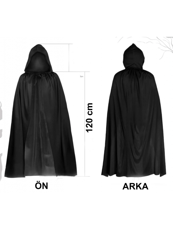 Siyah Uzun Pelerin 120 Cm Kapüşonlu – Cosplay Ve Parti Kostümü&hellip;