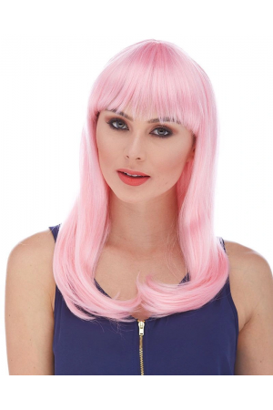 Soft Pembe Renk Uzun Düz Parti Peruğu&hellip;