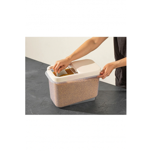 Sürgülü Kapaklı 10 Lt Erzak Bakliyat Un Şeker Saklama Kabı