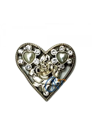 Taşlı Kalp Broş, Kutu, Sandık Süsü - Nikel, 1 Adet&hellip;