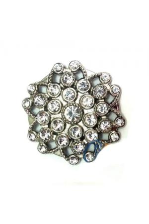 Taşlı Yuvarlak Broş, Sandık Süsü 4,5 Cm - Nikel, 1 Adet&hellip;