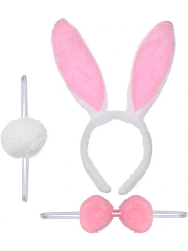 Tavşan Kostüm Seti Taç Papyon Kuyruk Pembe Renk… Tavşan Kostüm Seti Taç Papyon Kuyruk Pembe Renk…