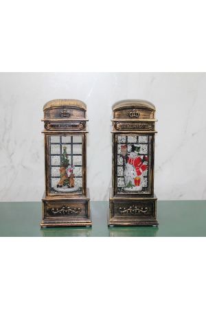 Telefon Kulübesi Tasarımı Yılbaşı Temalı Işıklı Müzikli Kar Kü&hellip;