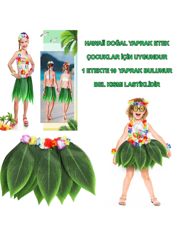 Tropikal Esintili Hawaii Yapraklı Parti Eteği Çocuk Boy&hellip;