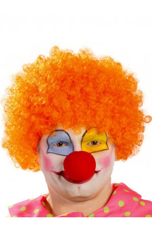 Turuncu Renk Kıvırcık Afro Bonus Peruk Takma Saç Ve Kırmızı Burun S&hellip;