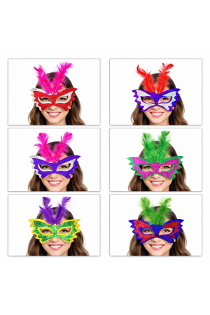 Tüylü Renkli Karton Parti Maskesi – 6 Renk&hellip;