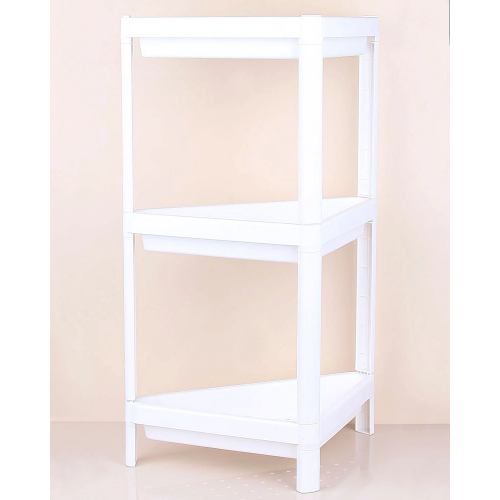 Üçgen 3 Katlı  Raf Ünitesi -  Mutfak - Banyo  Depolama Rafı - Beyaz