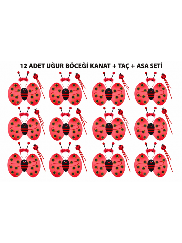 Uğur Böceği Kostüm Seti - Kanat Taç Asa 3 Parça 12 Adet… Uğur Böceği Kostüm Seti - Kanat Taç Asa 3 Parça 12 Adet…