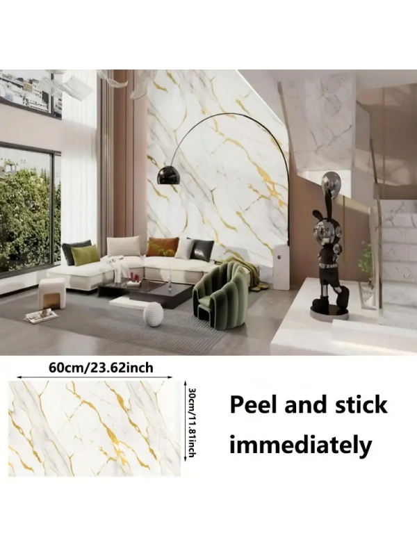 Vinil Beyaz Mermer Desenli Alüminyum Plastik Duvar Sticker&hellip;