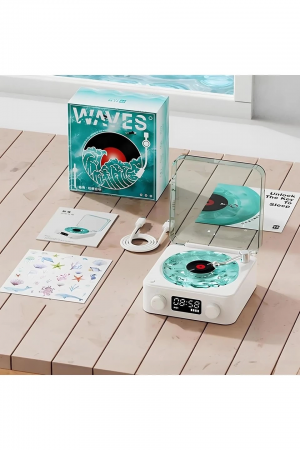 Waves Nostalji Plak Görünümlü Bluetooth Hoparlör 3d Ses Dalgası …