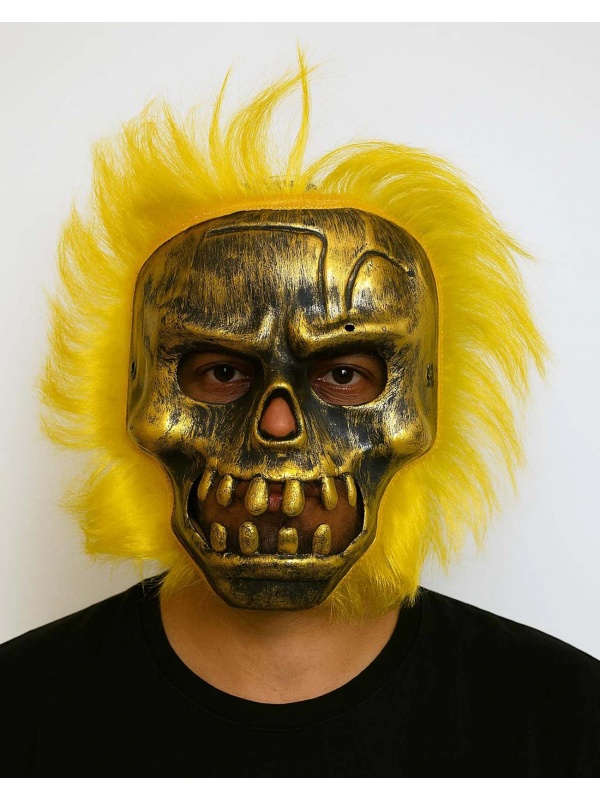 Wild Skull - Bakır Kafatası Sarı Saçlı İskelet Maske&hellip;