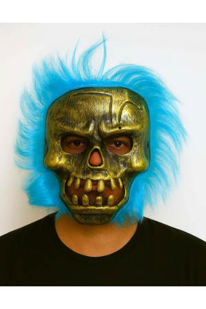 Wild Skull - Bakır Kafatası Turkuaz Saçlı İskelet Maske&hellip;