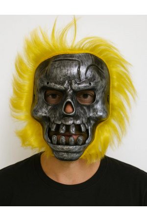 Wild Skull - Metal Kafatası Sarı Saçlı İskelet Maske&hellip;