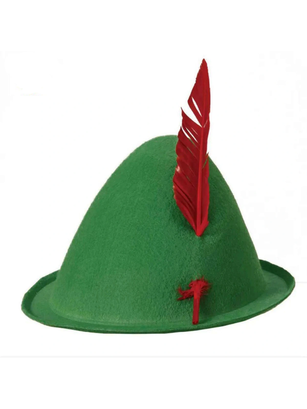 Yeşil Renk Kırmızı Tüylü Peter Pan Şapkası Robin Hood Şapkası 24&hellip;