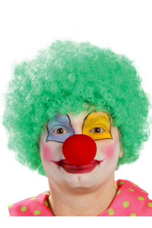 Yeşil Renk Kıvırcık Afro Bonus Peruk Takma Saç Ve Kırmızı Burun Se&hellip;