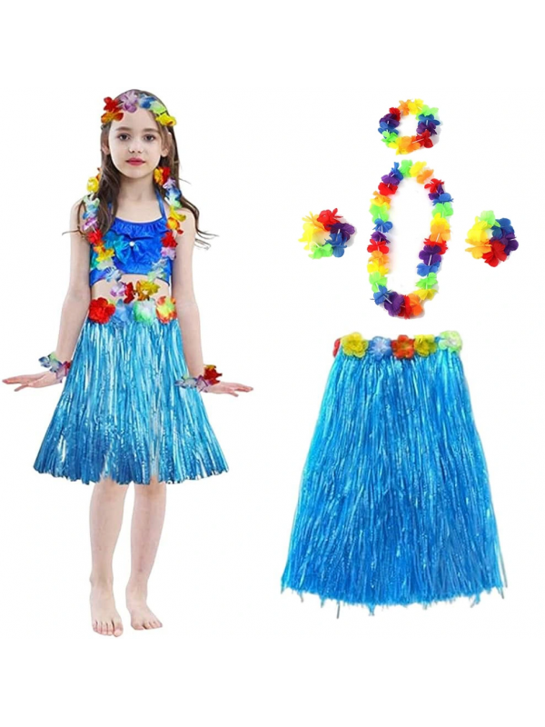 Yetişkin Ve Çocuk Uyumlu Hawaii Luau Aloha Mavi Püsküllü Etek Kolye T&hellip;