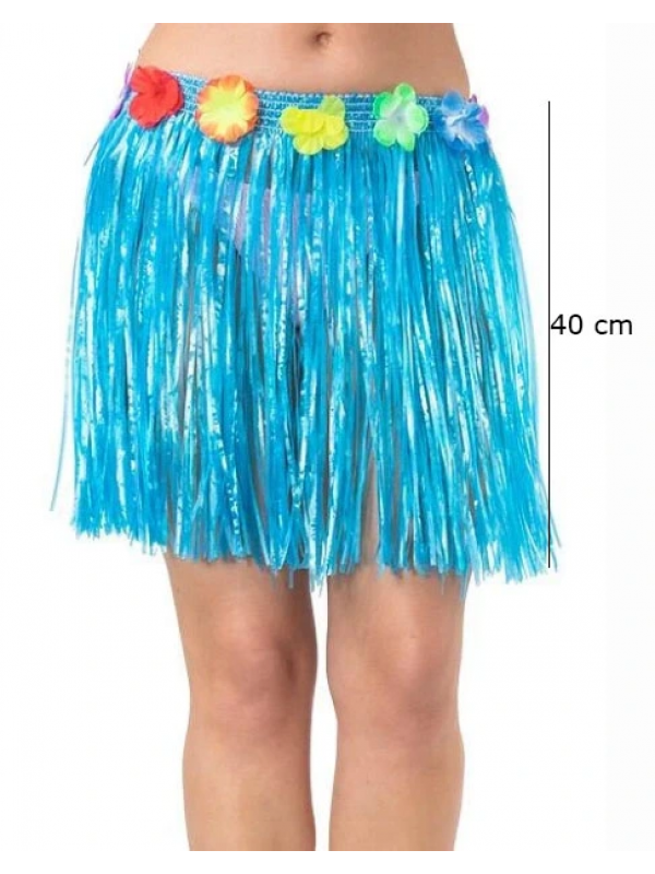 Yetişkin Ve Çocuk Uyumlu Mavi Renk Püsküllü Hawaii Luau Hula Etek 40 &hellip;