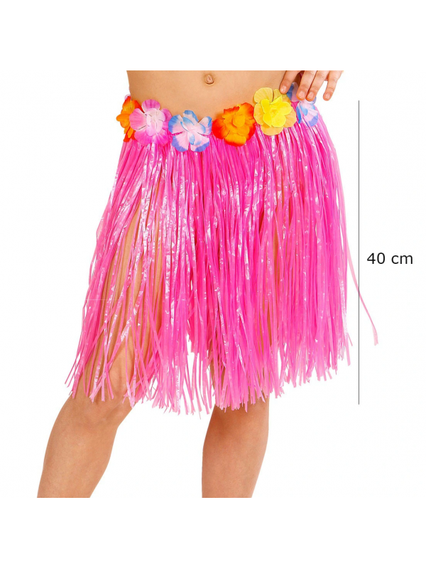 Yetişkin Ve Çocuk Uyumlu Pembe Renk Püsküllü Hawaii Luau Hula Etek 40&hellip;